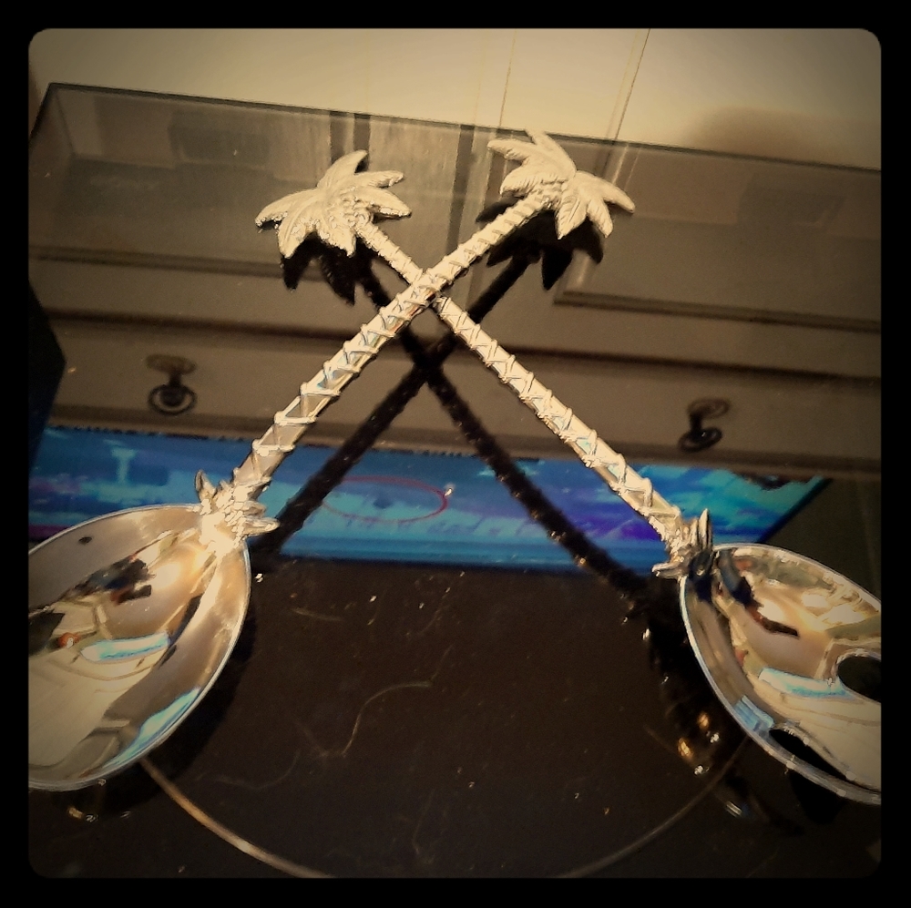 Godinger silver plated aluminum salad servers